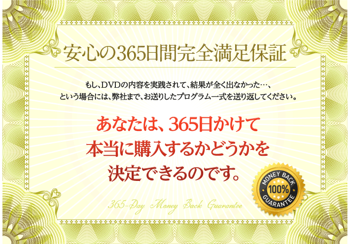 安心の365日間完全満足保証